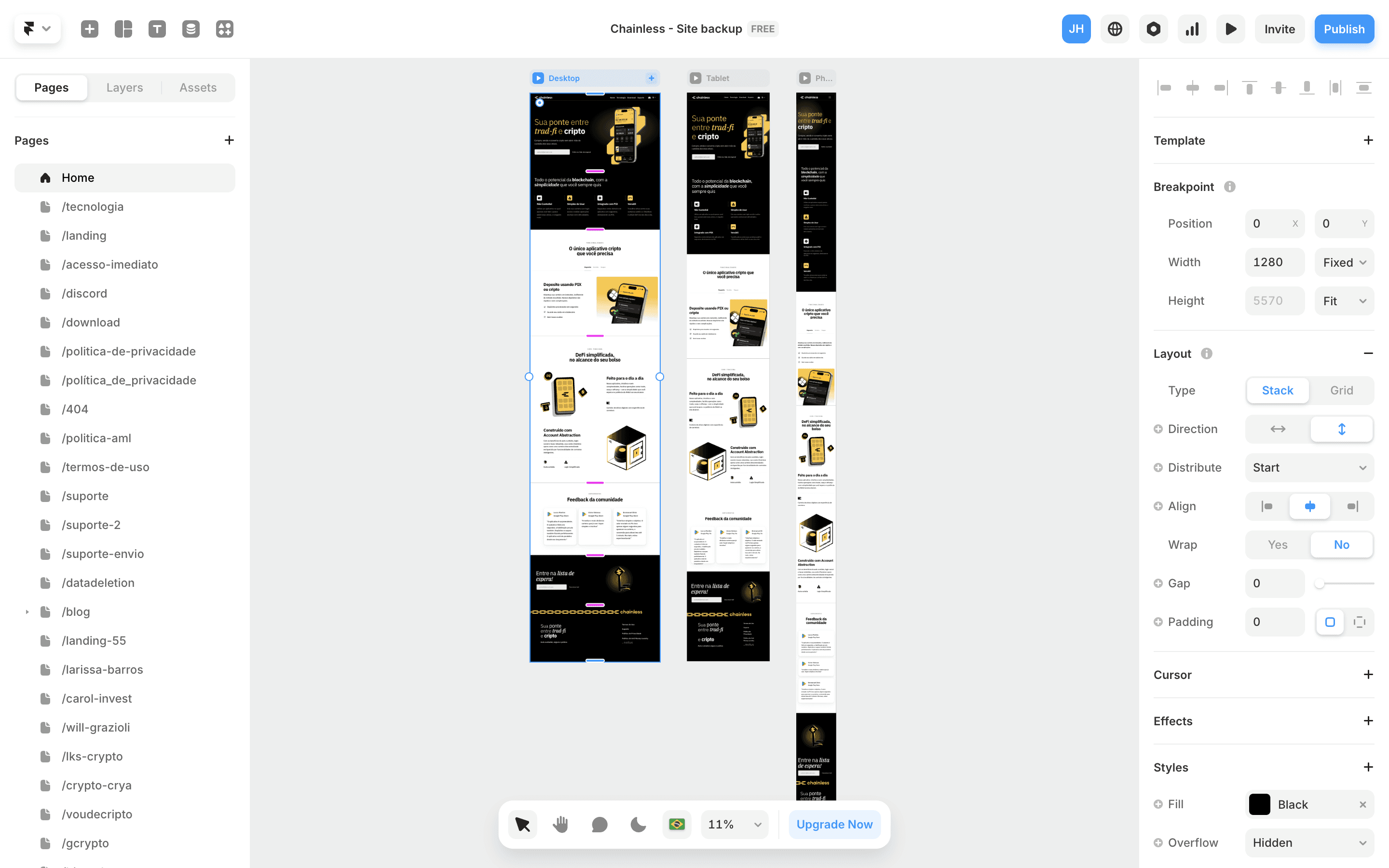 Chainless web screen