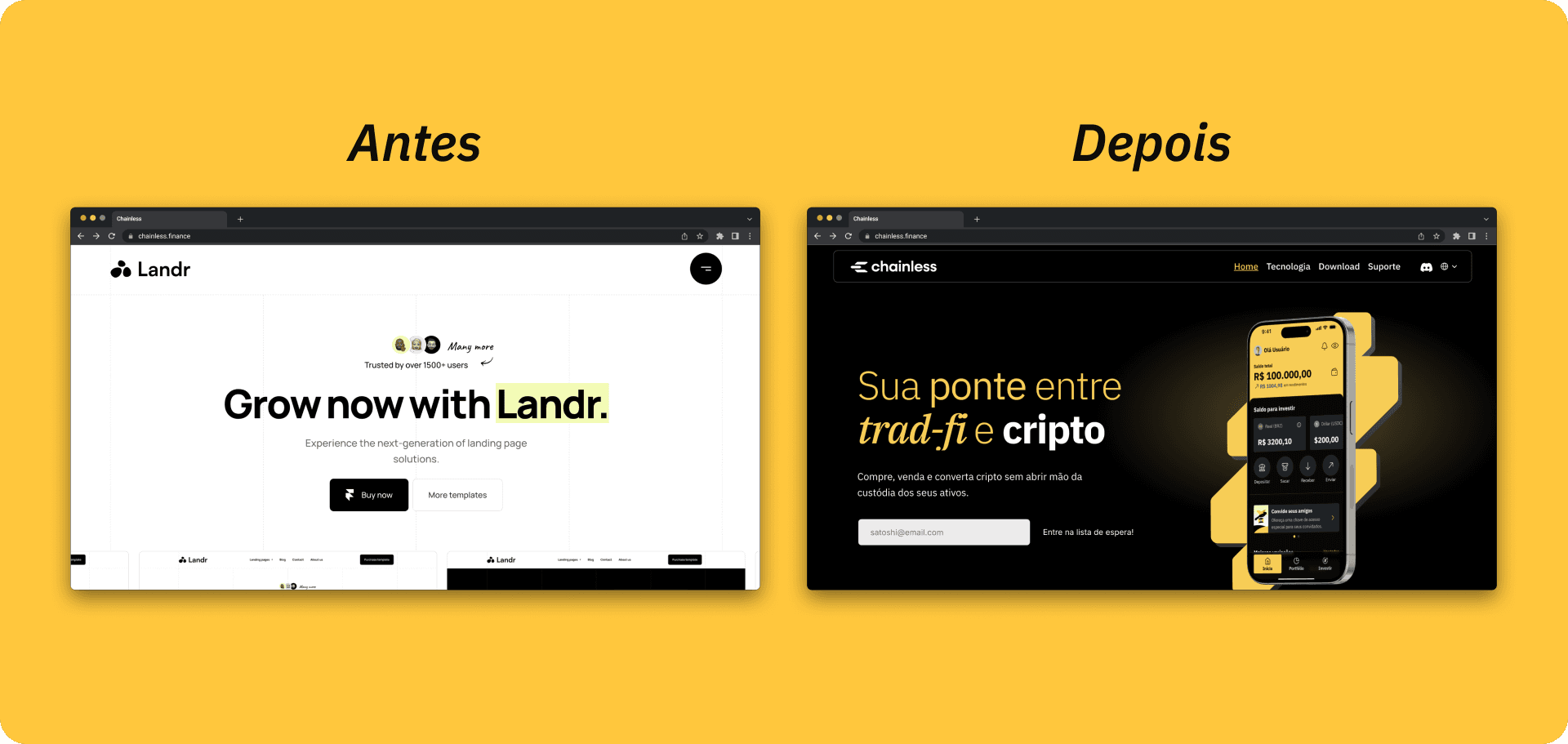 Chainless web screen