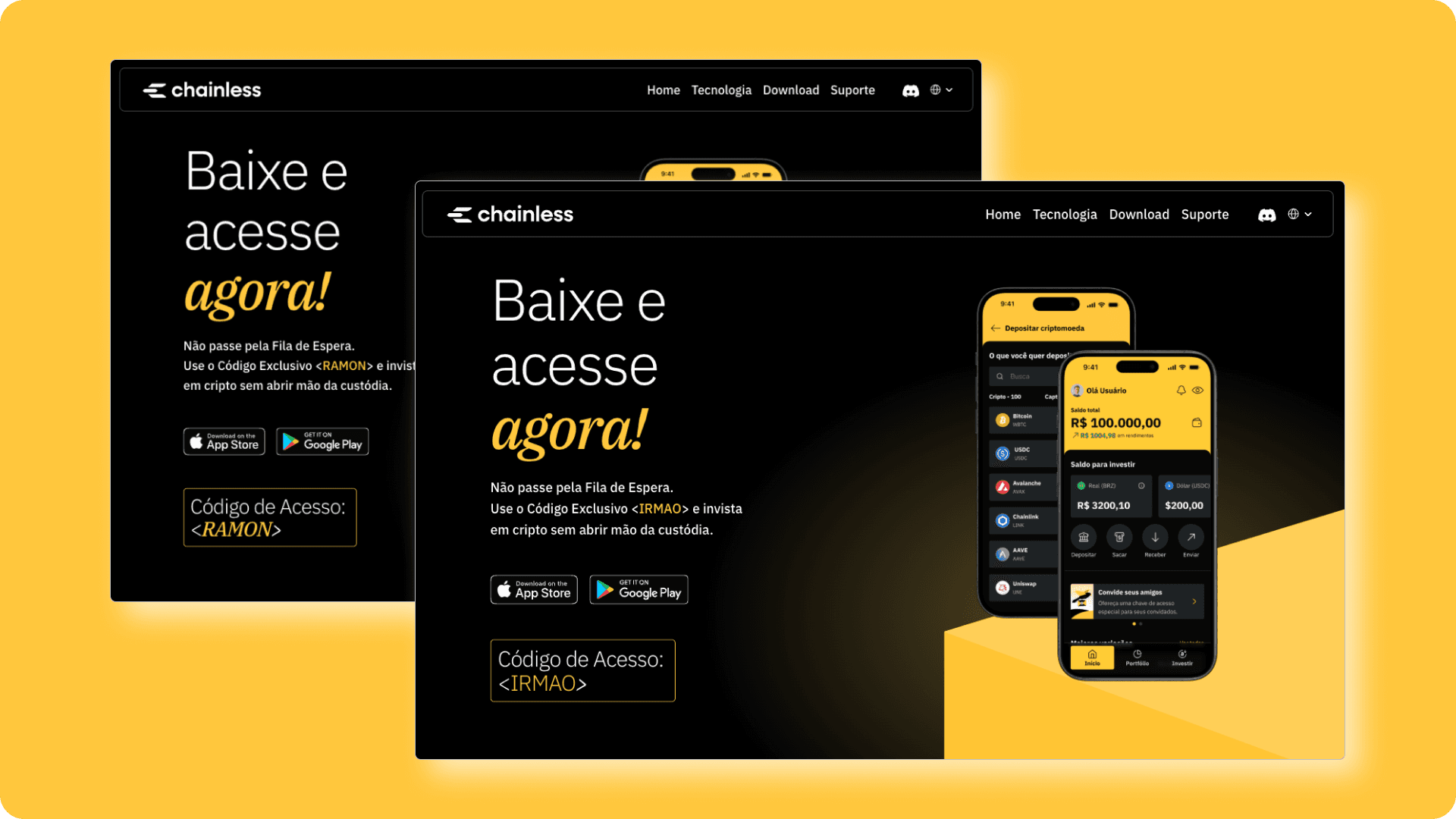 Chainless web screen
